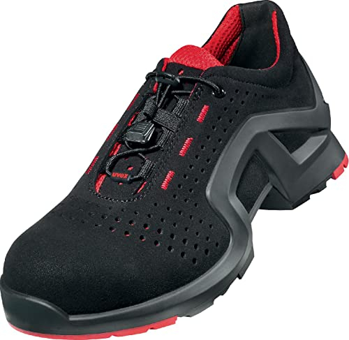 Uvex 1 x-tended Support Halbschuh, Sicherheitsschuhe S1 SRC, Arbeitsschuhe für Damen & Herren, Schwarz/Rot, Größe 44