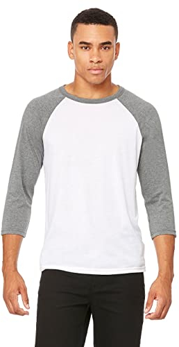 BELLA+CANVAS 3/4-Sleeve Baseball Tee White/Deep Heather