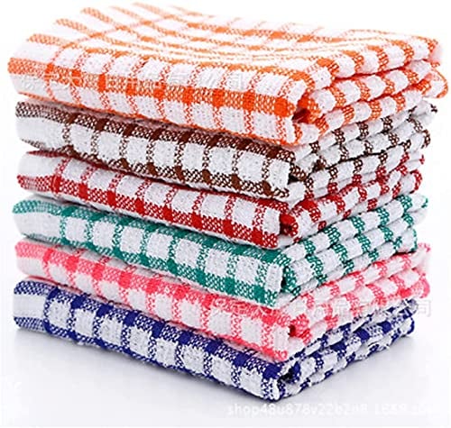 MAS International Vintage Kitchen Terry Tea Towels, 100% Cotton Pack of 12 Quick Drying Machine Washable Dish Cleaning, Hand Cloths