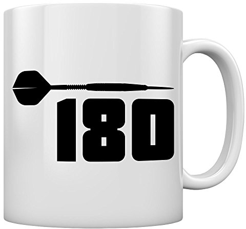 Tasse mit Motiv Geschenk für Fans und Spieler von Darts 180 Tassen 11 Oz. Weiß
