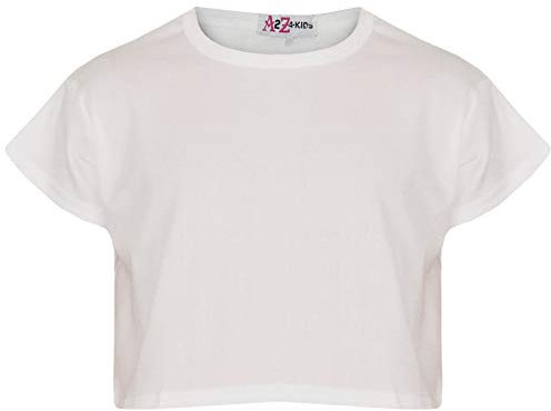 A2Z 4 Kids Girls Crop Top Plain T Shirt Soft Feel - New Crop Top Plain White 11-12