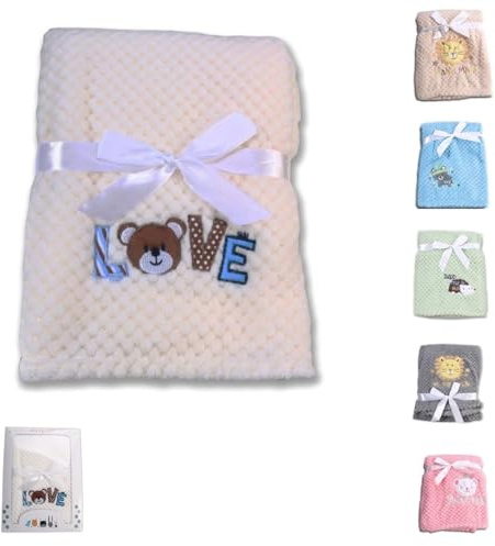 Cangaroo Babydecke Freya, Größe 80 x 110 cm kuschelige Babydecke aus Fleece weiß
