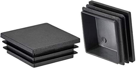 sourcing map 24Pcs 50mmx50mm(2inch) Plastic Tubing Plug Square Post End Caps for Handrail Stair Newel Guardrail Tube Black