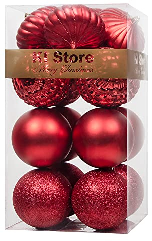 Busybee weihnachtskugeln groß 16 Stücke 10CM Ornamente für Weihnachtsbaum rot Christbaumkugeln Weihnachtsdekoration Kugeln