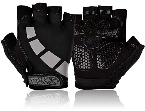 Nesirooh Gants de Vélo Demi-Doigts Unisexe,Gants de VTT Antichoc Antidérapant Respirant pour Moto Cyclisme Musculation Sports de Plein Air pour Homme et Femme (Noir Gris, L)