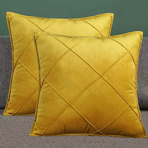Matty-LZ Samt Einfach Weicher Kissenbezug Hochwertige Qualität Set, Dekorativ Sofa Kissenbezug Kissen Kissenhülle (20x20 Zoll / 50x50 cm, Gelb (2er Set))