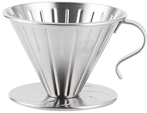 Papierloser Kaffeefilter, Doppelschichtiges Filterdesign, professioneller Kaffeefilter aus Edelstahl, Edelstahl Kaffeefilter, 3.3 inch Wiederverwendbare Kaffeefilter Kegelsieb mit Rutschfestem Tassens