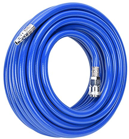 Compressor Air Hose, Air Pipe Hose for Compressors, Heavy Duty Compressed Air Hose Set 15m PVC Air Line Hose with Safety Coupling and Hose Nozzle, 850 PSI