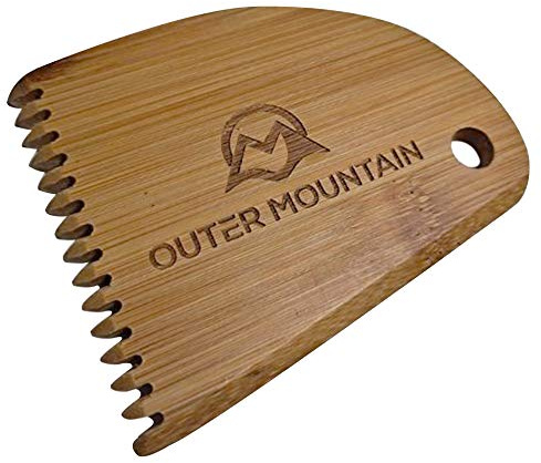 Outer Mountain Peine de cera para tabla de surf, raspador de cera de bambú y removedor de cera de surf