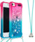 Handykette Handyhülle für iPod Touch 5/6/ 7 (2019) Hülle Gradient Quicksand Silikon Case Cover mit Kette Glitter Flüssig Treibsand Necklace Hülle zum Umhängen Weich Silikon Schutzhülle mit Band