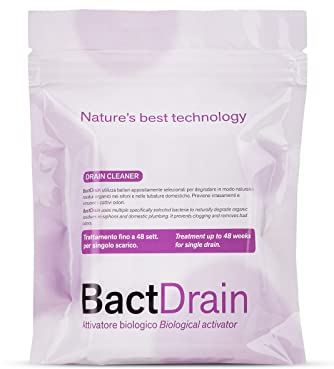 BactPro - BactDrain - Pulizia e manutenzione di sifoni e tubature - Elimina cattivi odori e intasamenti dall’impianto di scarico - Trattamento fino ad un anno - Attivatore Biologico - 52 compresse