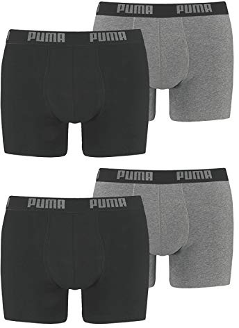 PUMA Herren Boxershorts Unterhosen 4er Pack, Wäschegröße:XL, Artikel:-691 Dark Grey Melange/Black