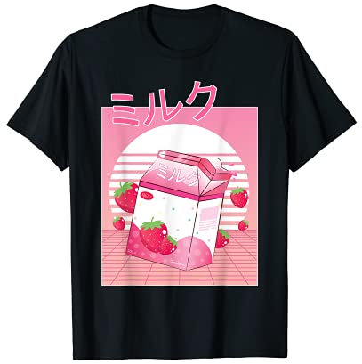 Kawaii Strawberry Milk Shake Japonais Vaporwave Esthétique T-Shirt
