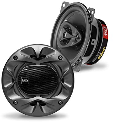 BOSS Audio Systems 2 CH4230B altoparlanti coassiali neri 3 vie da 10 cm 4 112.5 watt rms e 225 watt max impedenza 4 ohm portiere sportelli auto, sospensione in gomma, a coppia