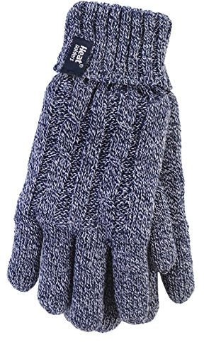 HEAT HOLDERS - Damen Extra Warm Winter Handschuhe | Strick Handschuhe mit Innen Flauschig Fleece Gefüttert (S-M, Blau)