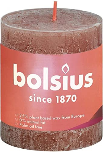 bolsius Stompkaars Suede Brown Ø68 mm - Hoogte 8 cm - Roodbruin - 35 branduren
