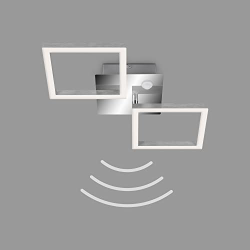 TELEFUNKEN - LED Deckenleuchte, inkl. Bewegungsmelder, Deckenlampe mit Dauerlichtfunktion, warmweiße Lichtfarbe, 12 Watt, 1.200 Lumen, Chrom/Aluminiumfarbig, 470x226x74mm (LxBxH), 318508TF