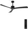 CREATE / WINDLARGE/Ventilador de techo negro aspas negras con mando/XL, función verano-invierno, 6 velocidades, temporizador 1 a 4 h, 2 alturas,aspas blancas, 40W, Ø152 cm