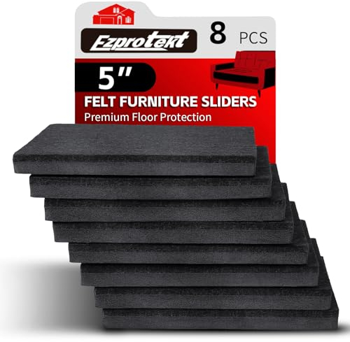 8 feltrini quadrati in feltro per mobili da 12,7 cm, per pavimenti in legno, riutilizzabili, per spostare mobili pesanti, per spostare letti pesanti, frigorifero, divano, armadio, divano, spostare
