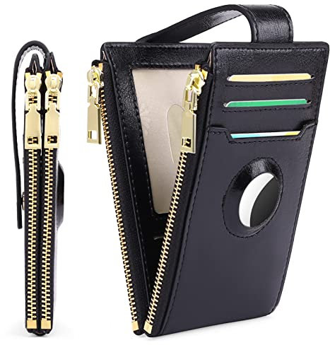 FALAN MULE Portefeuille Femme Cuir Véritable RFID Blocage Porte Monnaie pour Femmes,Porte Carte Slim avec AirTag Court Portefeuilles