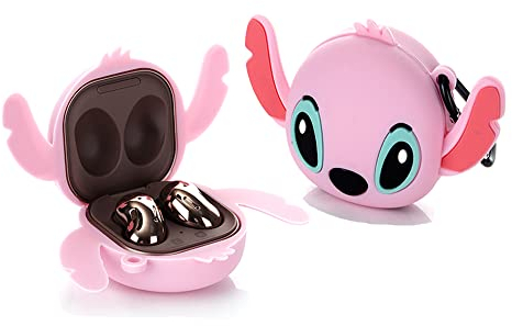 Case for Samsung Galaxy Buds2 Pro (2022), Galaxy Buds 2 (2021), Galaxy Buds Pro (2021), Galaxy Buds Live (2020), XMBYGY Silicone Cover with Keychain for Galaxy Buds Earbuds(Big Ear Stitch Pink)