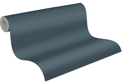 A.S. Création Non-Woven Wallpaper - Plain Wallpaper 390979 in Blue - Plain Wallpaper for Various Rooms - 10.05 m x 0.53 m - Made in Germany