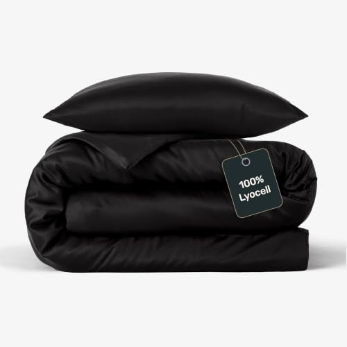 twenty:three Lyocell Bettwäsche (2X) 135x200 + (2X) 40x80 Jet Black - 4-teilig - 100% Tencel - Gewonnen aus Eukalyptus - Hochwertig - Nachhaltig - Atmungsaktiv - Luxus - Hypoallergen