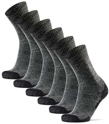 DANISH ENDURANCE Outdoor Walking Thermal Socks, Merino Wool, Premium Comfort Hiking Socks for Men & Women Unisex 3 Pack, Dark Grey, 9-12