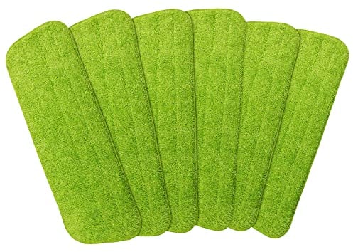 6 Pack Spray Mop Heads Replacement Mop Pads Reveal Mop Cleaning Pad ,Fit for All Spray Mops & Reveal Mops Washable 16.5*5.11 Inches. (Green, Pack of 6)