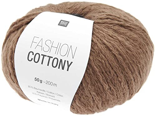Rico Design Wolle Fashion Cottony | Sommerwolle zum Häkeln und Stricken | weiches leichtes Baumwollmischgarn mit 85% Baumwolle (17 taupe)