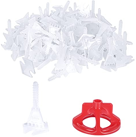 Fliesen-Anti-Ripp- und Abstandsyste Fliesen-Nivelliersystem 1/8 Zoll Grundplatten und Kit (1/8 Zoll weiß, 300 Sockel + 100 Kappen)