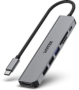 uHUB S7+ 7-in-1 USB-C 5Gbps Hub mit 4K HDMI und 100W Leistung | H1118A | 3 USB-A Ports | HDMI 1.4 | 0,15 M Kabel | USB 5Gbps | HDMI Port, USB-A Port, microSD Slot, SD Slot