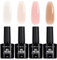 TOMICCA 4PCS Jelly Nude Pink White Gel Nail Polish Set Sheer Clear Crystal Translucent French Manicure Gel Nail Polish Kit DIY Manicure Home 8ML