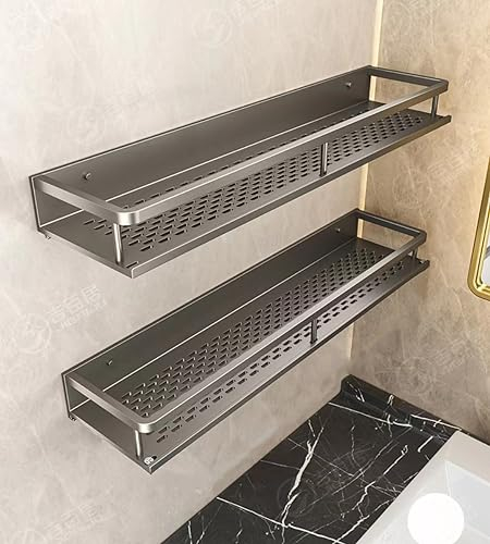Gewürzregal Wand aus Aluminium,Küchenregal Ohne Bohren,Gewürzregal Hängend Selbstklebende, küchen Organizer- 30cm, Grau