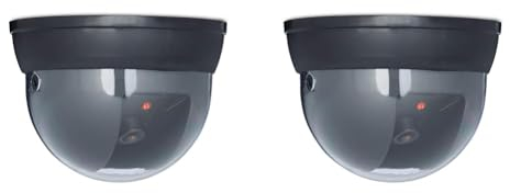 Relaxdays Dummy Kamera Dome mit LED-Licht, mit verstellbarem Kamerawinkel, Sicherheitskamera, Dummy Camera, schwarz, 1 Stück (2er Pack)
