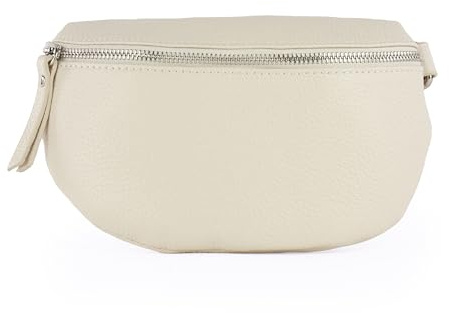 lePelou Leder Bauchtasche für Damen mit Wechselgurt, Festival Tasche, Frauen Bauchtasche mit breitem Schultergurt, Kleine Umhängetasche, Crossbody Tasche, Geschenk für Damen (Creme, M)
