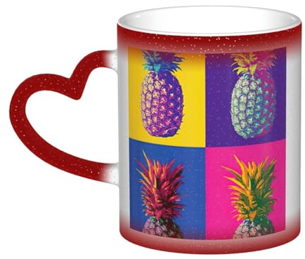SSIMOO Tasse à café en céramique avec motif ananas coloré qui change de couleur, tasse à café captivante innovante avec un design réactif unique