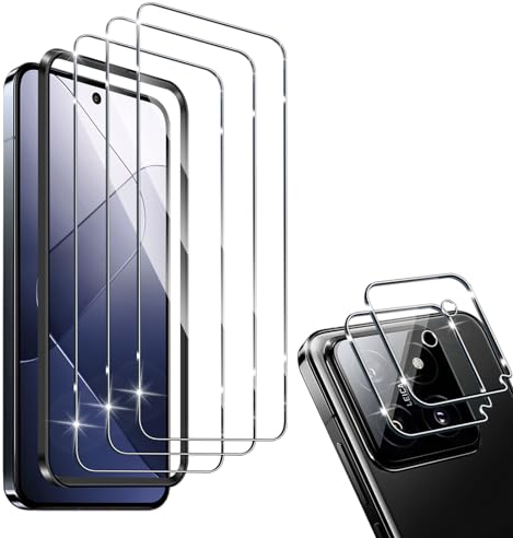 HidWee Cristal Templado Compatible con Xiaomi 14, 3 Piezas Protector de Pantalla + 2 Piezas Protector de Lente Cámara, 9H Dureza Cristal Templado Protección, Kit de Instalación Incluido