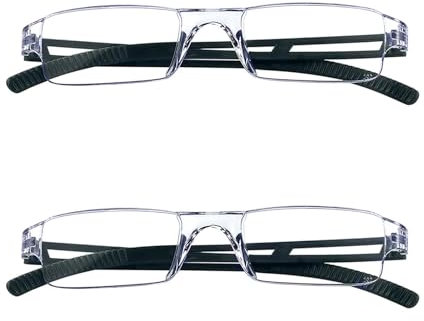 ChAusa 2 Stück Rahmenlose Lesebrille, Lesebrille für Herren, Blaulichtfilter Leser Brille, Anti Blaulicht Lesehilfe Blendfreie UV Leserbrille Leicht und Bequem für Damen und Herren