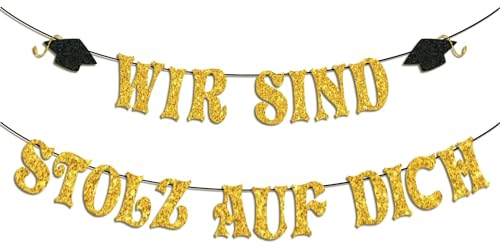 Abschluss Deko, Wir Sind Stolz Auf Dich, Glitzer 2025 Graduation Deko Girlande, Graduation Girlande, Gold Herzlichen Glückwunsch Girlande, Gratulation Bestandene Prüfung Abschlussfeier Party Deko