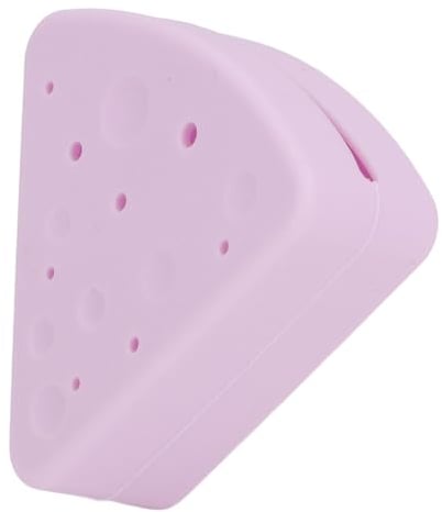 Powder Puff Case, Silicone Triangle Powder Puff Storage Box Smooth Closing Convenient for Home Travel (Light Purple)