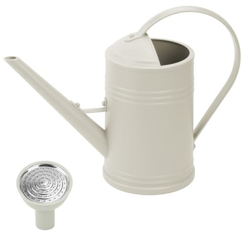 Annaffiatoio per Esterni, 1.8L Annaffiatoio con Ugello Regolabile per Giardino, Piccolo Annaffiatoio per Piante da Interno con Beccuccio Lungo, Forniture Da Giardino Irrigazione (Beige)
