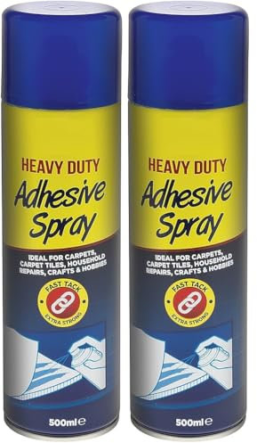 X2 HEAVY DUTY ADHESIVE SPRAY - Interior Exterior High Performance Weatherproof Bonding Spray - Strong Bond For Carpet Household Repairs Crafts & Carpet Tiles - Multipurpose Spray 500mlx2