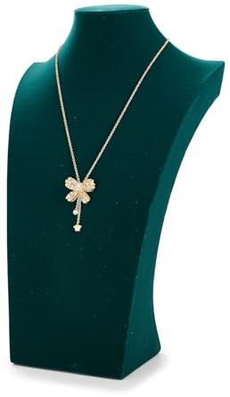 Oirlv Jahrgang Grün Samt Schmuck Büste Halskette Display Stand Einkaufszentrum Zähler High-End Schmuckständer (H39cm)