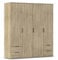 Rauch Möbel Essea, Drehtürenschrank, Kleiderschrank, Garderobe, Schrank mit Stauraum, 4-türig, 4 Schubladen, Farbe Eiche Sonoma, Holz, 168x188x52cm