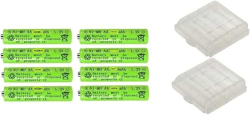 8X AA/Mignon/HR6/R6 Akkus 600mAh NI-mh Wiederaufladbar Rechargeable Akkus Solar Batterien 1,2 V + 2 Akkuboxen gratis