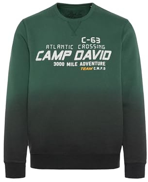 Camp David Herren Sweatshirt Dip Dye mit Puff-Print Dark Green 4XL
