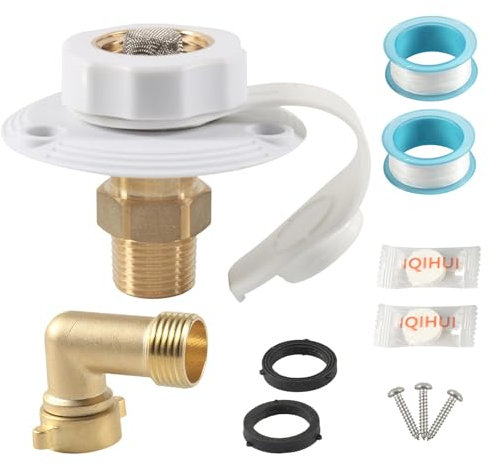 Raccord d'entrée d'eau pour camping-car - Raccord d'eau robuste en laiton avec clapet anti-retour - Entrée d'eau fraîche multifonction pour camping-car, caravane et camping-car