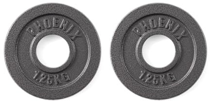 Phoenix Fitness Cast Iron Olympic Weight Plates - 2-Inch Free Weight Plate for Barbell Dumbbell Bars, Weightlifting & Strength Training at Home Gym - Pair, 1.25kg