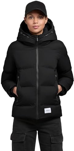 khujo Damen Winterjacke warme Steppjacke mit hohem Kragen und großer Kapuze Liev-YM Black Gr. M